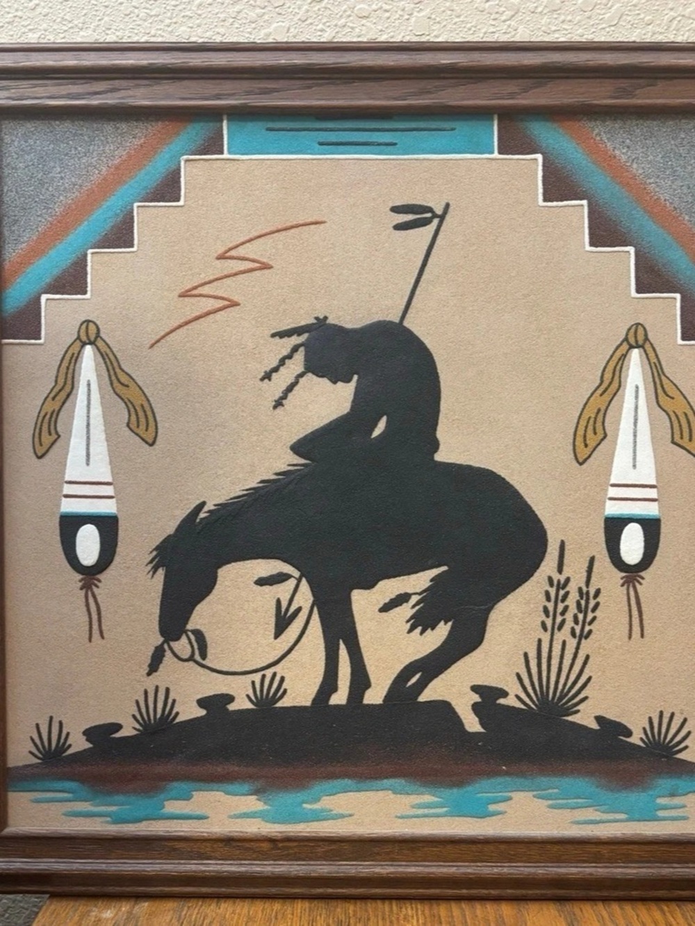 Michaels Trails End Framed Southwestern Fiber Art in Brown & Black 18x18